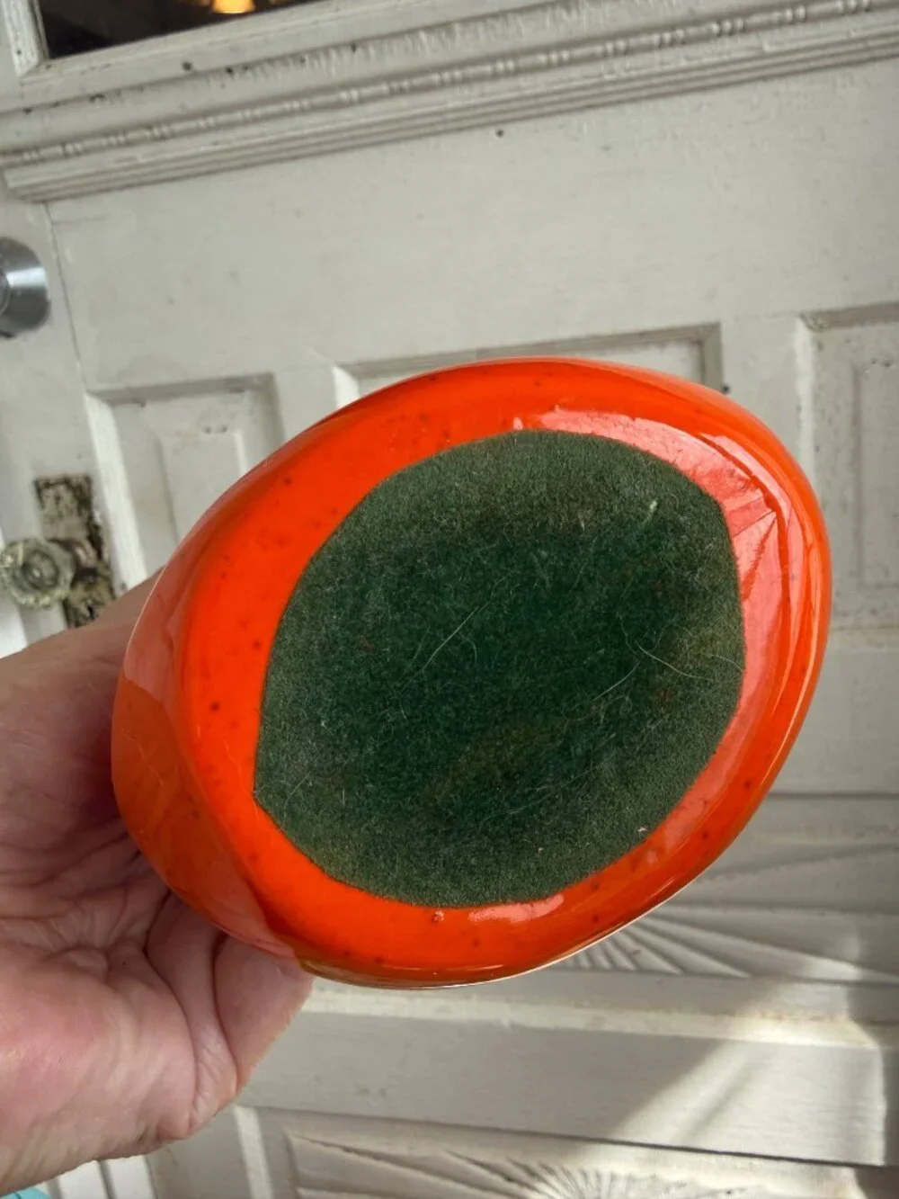 Vintage MCM Orange Drip Pottery Serpentine Abstract Modernist Vase